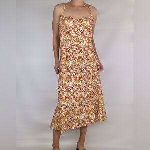 Anthropologie Hutch Sweetheart Midi Dress in Pink Combo